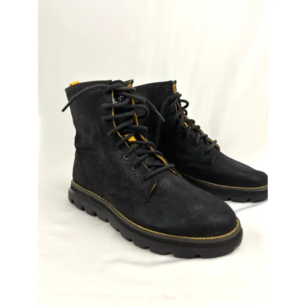 Skechers Black‎ Suede Leather Lace Up Boots 7.5 Women's Ankle On the Go